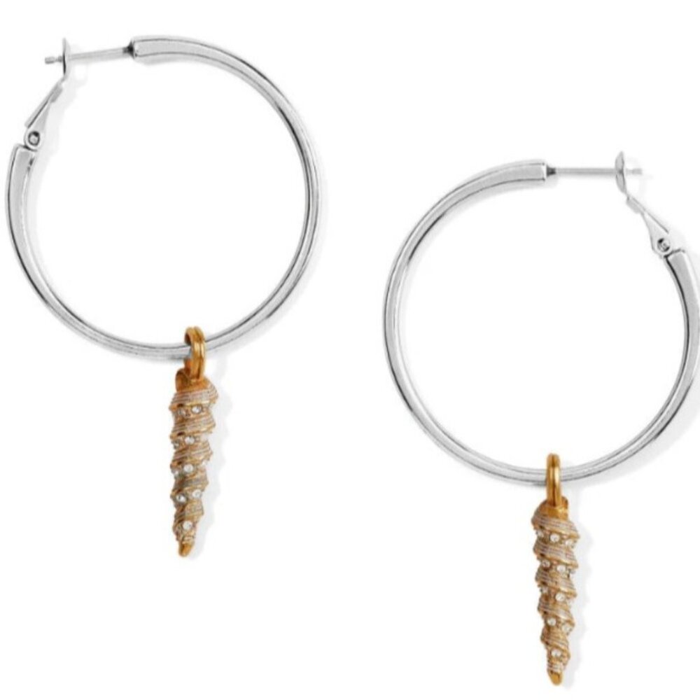Brighton Shells Charm Hoop Shells Around the World Earrings NWT $98